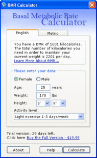 Basal Metabolic Rate (BMR) Calculator screenshot